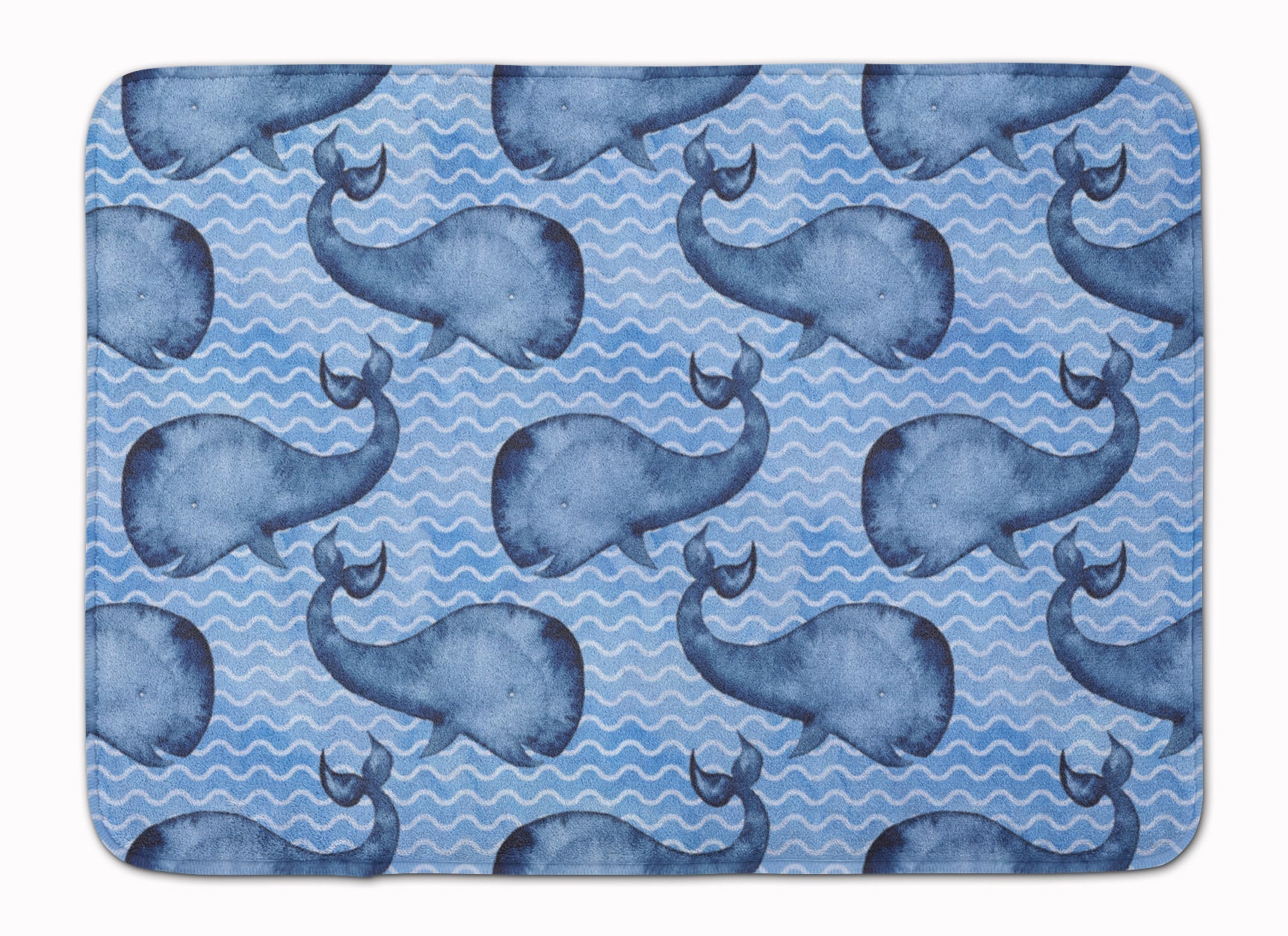Beach Watercolor Whales Memory Foam Kitchen Mat Machine Washable Anti-Fatigue Cushion Comfort Bath or Kitchen Rug