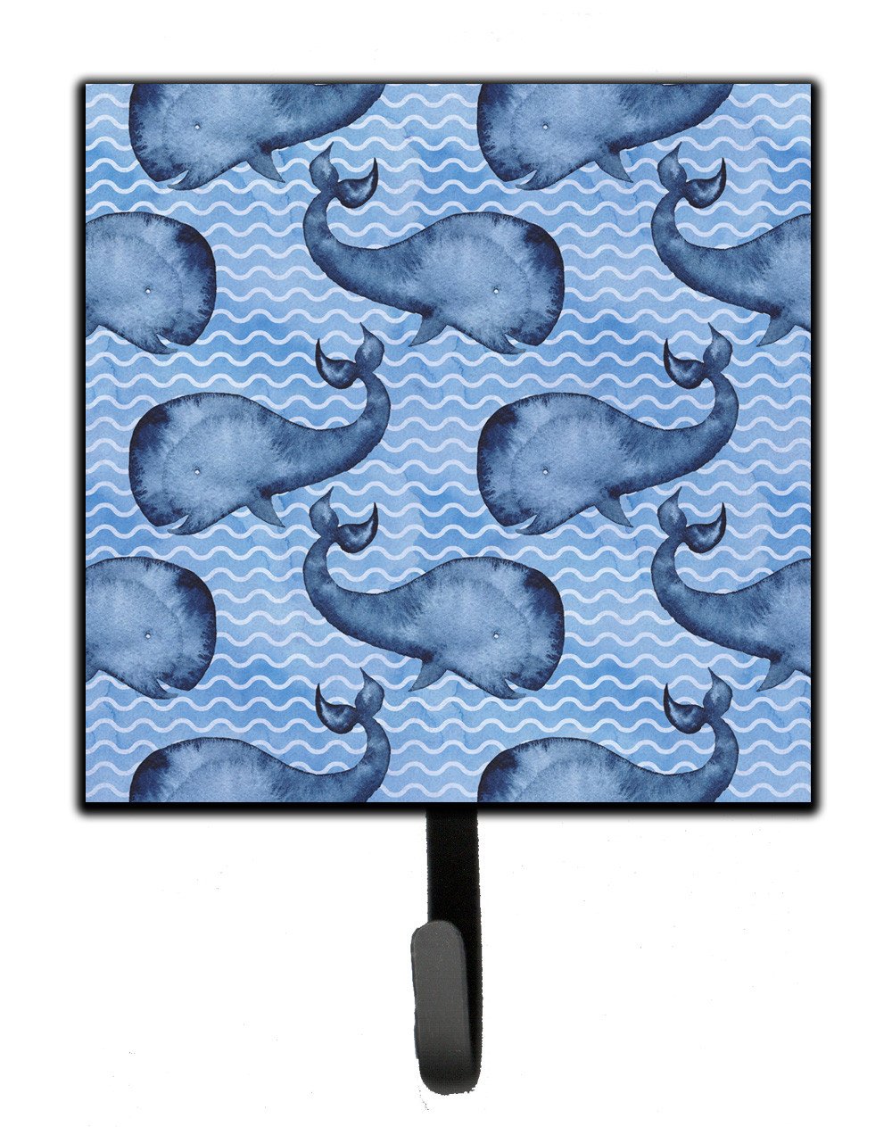 Beach Watercolor Whales Leash or Key Holder Wall Hooks, Key Hooks Holder, Coat Rack Wall Mount, Coat Hooks, Hooks for Hanging Keys, Towels, Aprons, Leashes