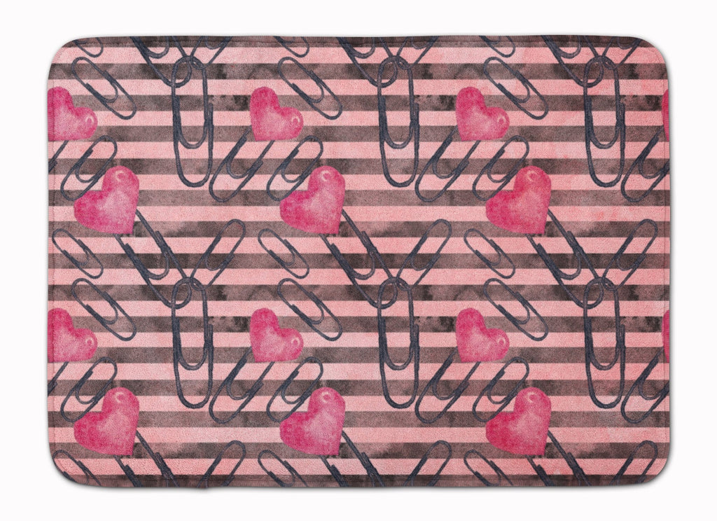 Watercolor Heart Paper Clips Memory Foam Kitchen Mat Machine Washable Anti-Fatigue Cushion Comfort Bath or Kitchen Rug