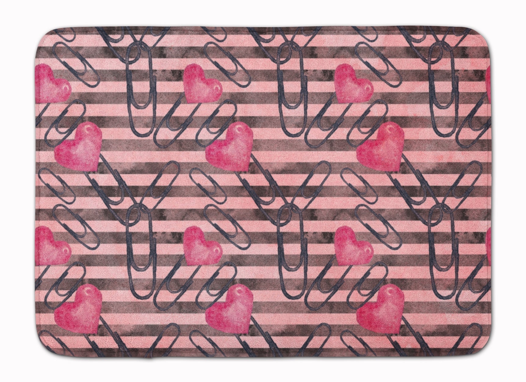 Watercolor Heart Paper Clips Memory Foam Kitchen Mat Machine Washable Anti-Fatigue Cushion Comfort Bath or Kitchen Rug