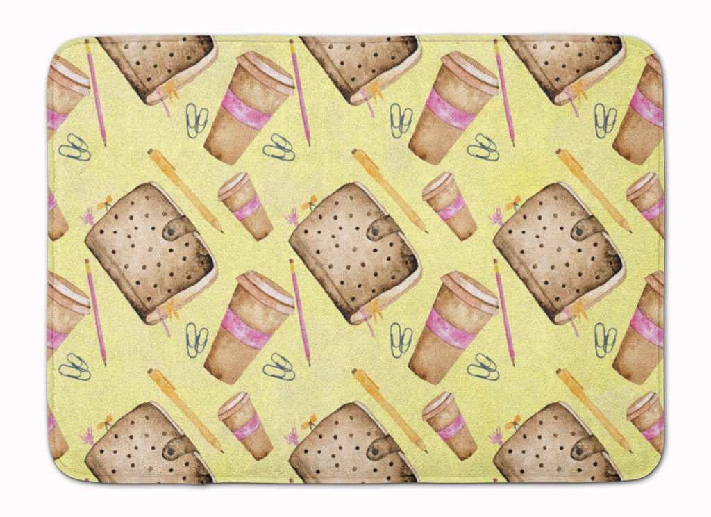 Watercolor Coffee and Journal Memory Foam Kitchen Mat Machine Washable Anti-Fatigue Cushion Comfort Bath or Kitchen Rug