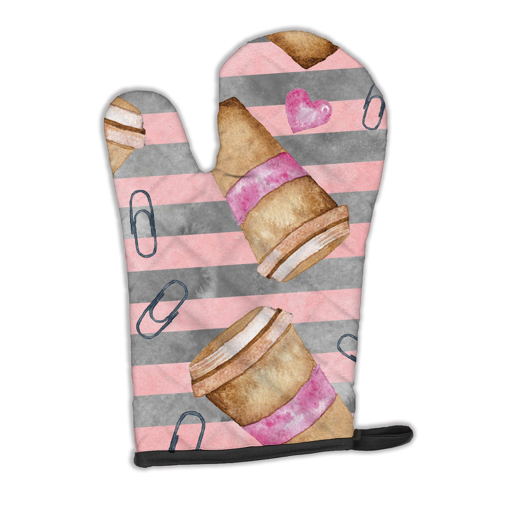 Watercolor Coffee and Paper Clips Oven Mitt Heat Resistant Thick Oven Mitt for Hot Pans and Oven, Kitchen Mitt Protect Hands, Cooking Baking Glove