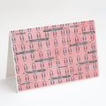 Watercolor Organized Paper Clips Pink Greeting Cards Pack of 8 Blank Cards with Envelopes Whimsical A7 Size 5x7