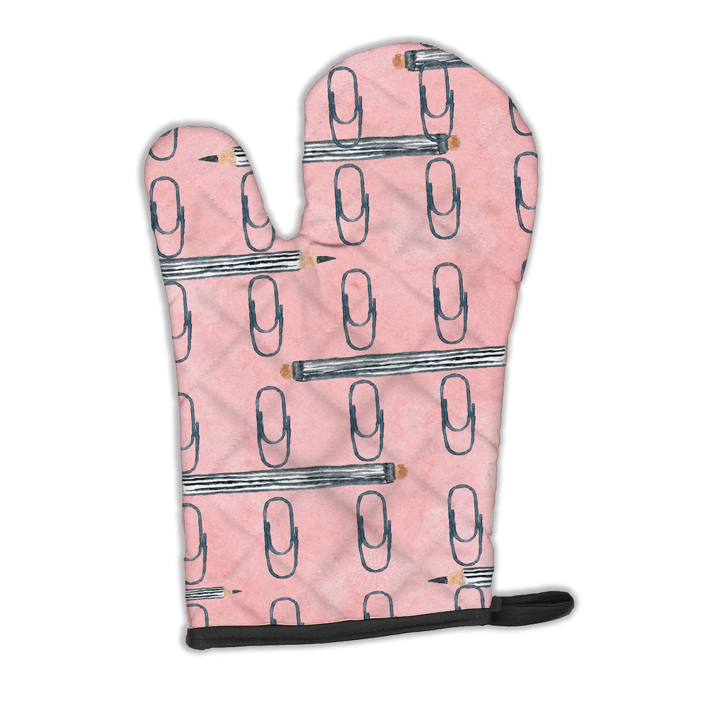 Watercolor Organized Paper Clips Pink Oven Mitt Heat Resistant Thick Oven Mitt for Hot Pans and Oven, Kitchen Mitt Protect Hands, Cooking Baking Glove