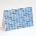 Watercolor Organized Paper Clips Blue Greeting Cards Pack of 8 Blank Cards with Envelopes Whimsical A7 Size 5x7