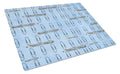 Watercolor Organized Paper Clips Blue Cutting Board Tempered Glass Kitchen Cutting Surface, Heat Resistant Chopping, Non-Slip Feet, Food Prep & Serving