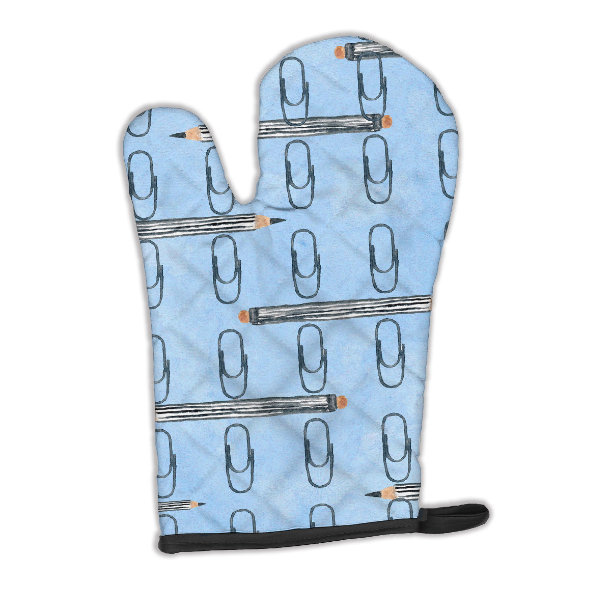Watercolor Organized Paper Clips Blue Oven Mitt Heat Resistant Thick Oven Mitt for Hot Pans and Oven, Kitchen Mitt Protect Hands, Cooking Baking Glove