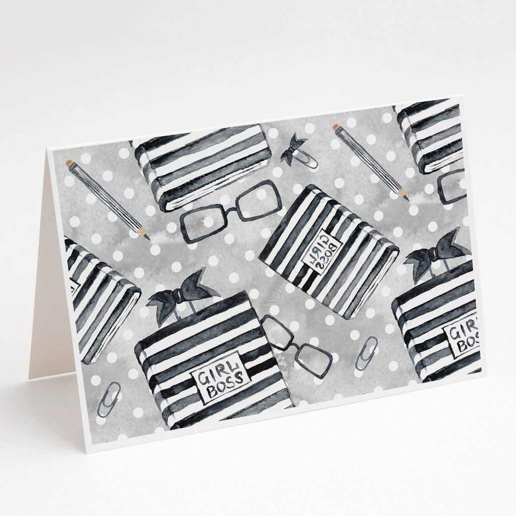 Watercolor Girl Boss Journal Greeting Cards Pack of 8 Blank Cards with Envelopes Whimsical A7 Size 5x7