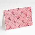 Watercolor Paper Clips and Polkadots Pink Greeting Cards Pack of 8 Blank Cards with Envelopes Whimsical A7 Size 5x7