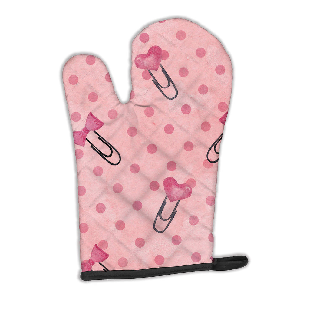 Watercolor Paper Clips and Polkadots Pink Oven Mitt Heat Resistant Thick Oven Mitt for Hot Pans and Oven, Kitchen Mitt Protect Hands, Cooking Baking Glove