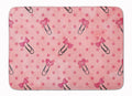 Watercolor Paper Clips and Polkadots Pink Memory Foam Kitchen Mat Machine Washable Anti-Fatigue Cushion Comfort Bath or Kitchen Rug