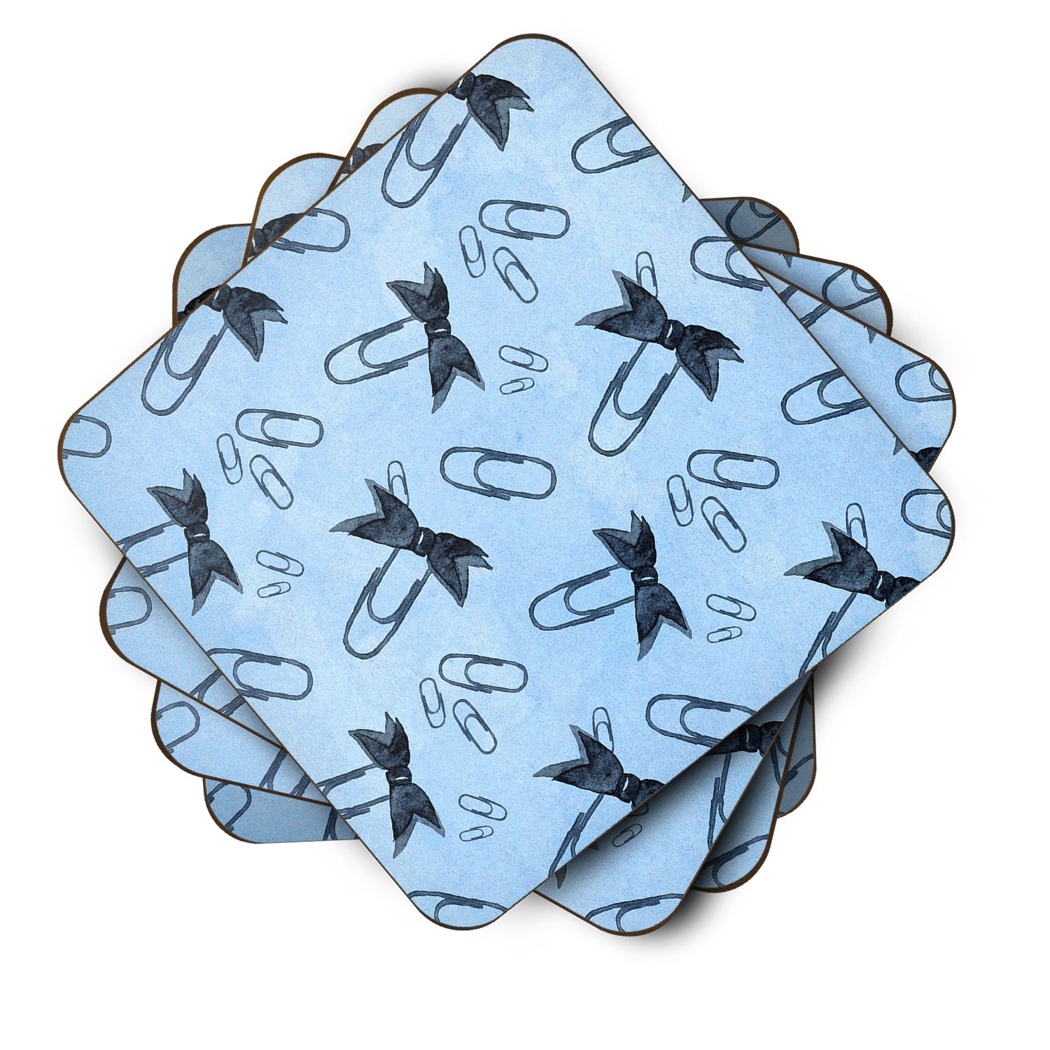 Watercolor Paper Clips Blue Foam Coasters Set of 4 Cup Coasters for Indoor Outdoor, Tabletop Protection, Anti Slip, Mouse pad Material