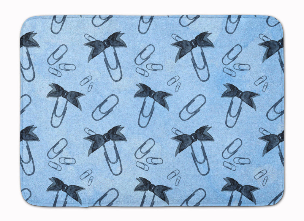 Watercolor Paper Clips Blue Memory Foam Kitchen Mat Machine Washable Anti-Fatigue Cushion Comfort Bath or Kitchen Rug