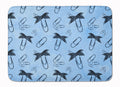 Watercolor Paper Clips Blue Memory Foam Kitchen Mat Machine Washable Anti-Fatigue Cushion Comfort Bath or Kitchen Rug
