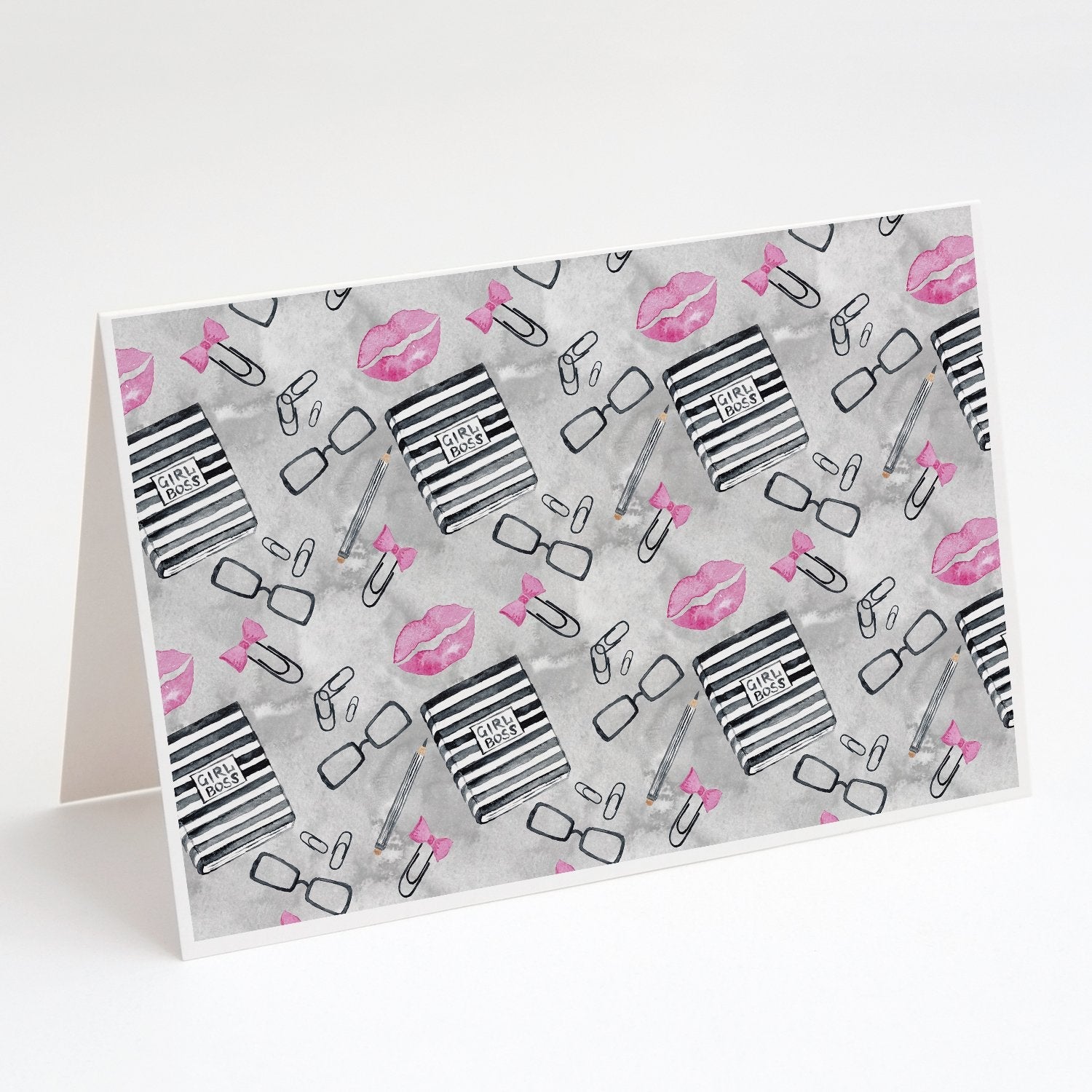 Watercolor Girl Boss Journaling Greeting Cards Pack of 8 Blank Cards with Envelopes Whimsical A7 Size 5x7