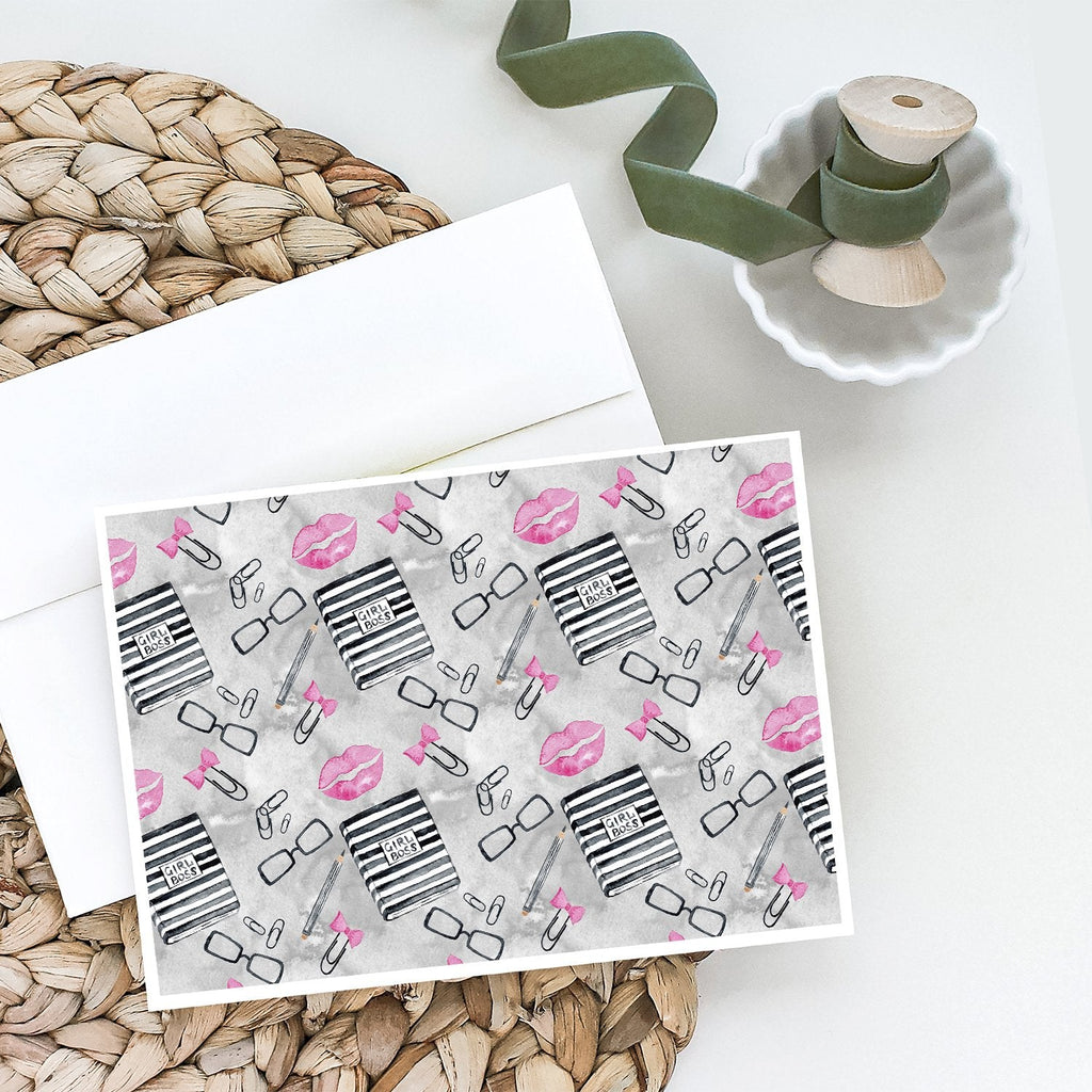 Watercolor Girl Boss Journaling Greeting Cards Pack of 8 Blank Cards with Envelopes Whimsical A7 Size 5x7