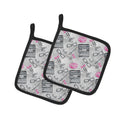 Watercolor Girl Boss Journaling Pot Holder Set of 2 Heat Resistant Quilted Hot Pads 7.5 x 7.5 Inch, Insulated Kitchen Trivets for Cooking & Baking