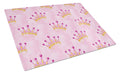 Watercolor Princess Crown on Pink Cutting Board Tempered Glass Kitchen Cutting Surface, Heat Resistant Chopping, Non-Slip Feet, Food Prep & Serving