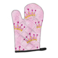 Watercolor Princess Crown on Pink Oven Mitt Heat Resistant Thick Oven Mitt for Hot Pans and Oven, Kitchen Mitt Protect Hands, Cooking Baking Glove