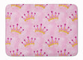 Watercolor Princess Crown on Pink Memory Foam Kitchen Mat Machine Washable Anti-Fatigue Cushion Comfort Bath or Kitchen Rug
