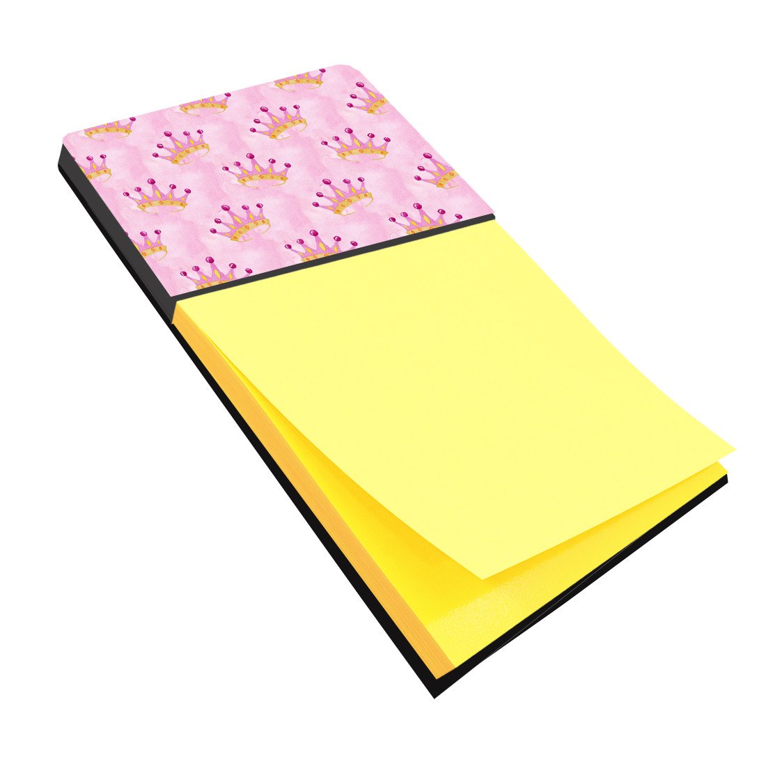 Watercolor Princess Crown on Pink Watercolor Sticky Note Holder Refillable Dispenser Desk Accessory 3x3 Pad Gift
