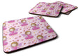 Watercolor Fairy Princess on Pink Foam Coasters Set of 4 Cup Coasters for Indoor Outdoor, Tabletop Protection, Anti Slip, Mouse pad Material