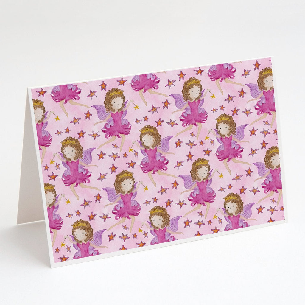 Watercolor Fairy Princess on Pink Greeting Cards Pack of 8 Blank Cards with Envelopes Whimsical A7 Size 5x7