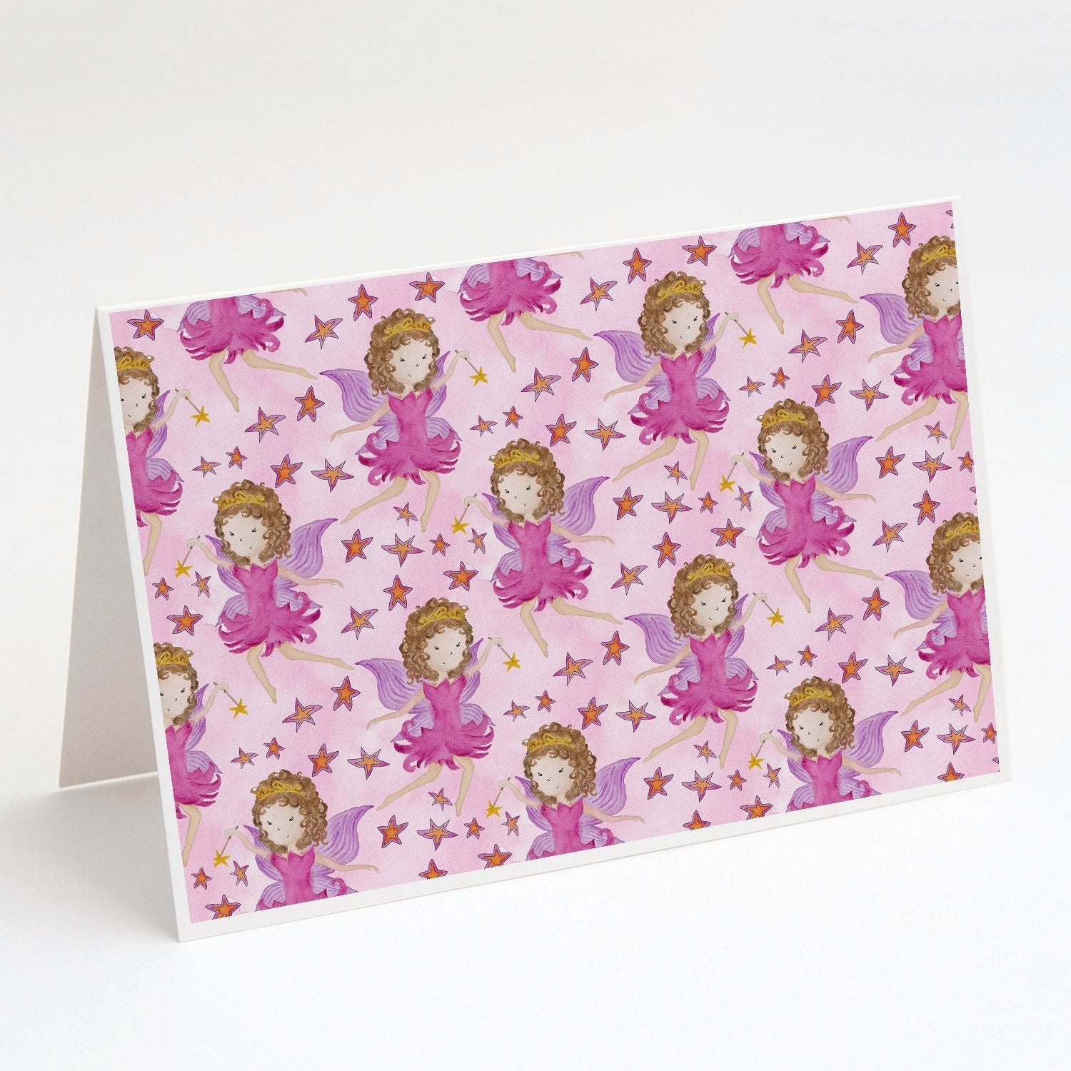 Watercolor Fairy Princess on Pink Greeting Cards Pack of 8 Blank Cards with Envelopes Whimsical A7 Size 5x7