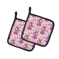 Watercolor Fairy Princess on Pink Pot Holder Set of 2 Heat Resistant Quilted Hot Pads 7.5 x 7.5 Inch, Insulated Kitchen Trivets for Cooking & Baking