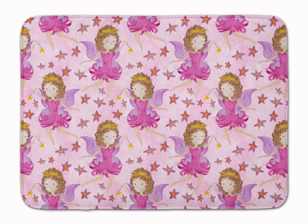 Watercolor Fairy Princess on Pink Memory Foam Kitchen Mat Machine Washable Anti-Fatigue Cushion Comfort Bath or Kitchen Rug