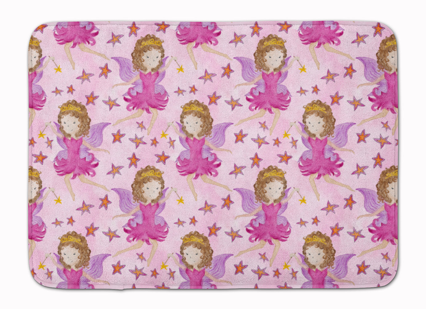 Watercolor Fairy Princess on Pink Memory Foam Kitchen Mat Machine Washable Anti-Fatigue Cushion Comfort Bath or Kitchen Rug