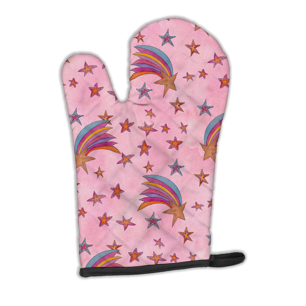 Watercolor Shooting Stars on Pink Oven Mitt Heat Resistant Thick Oven Mitt for Hot Pans and Oven, Kitchen Mitt Protect Hands, Cooking Baking Glove