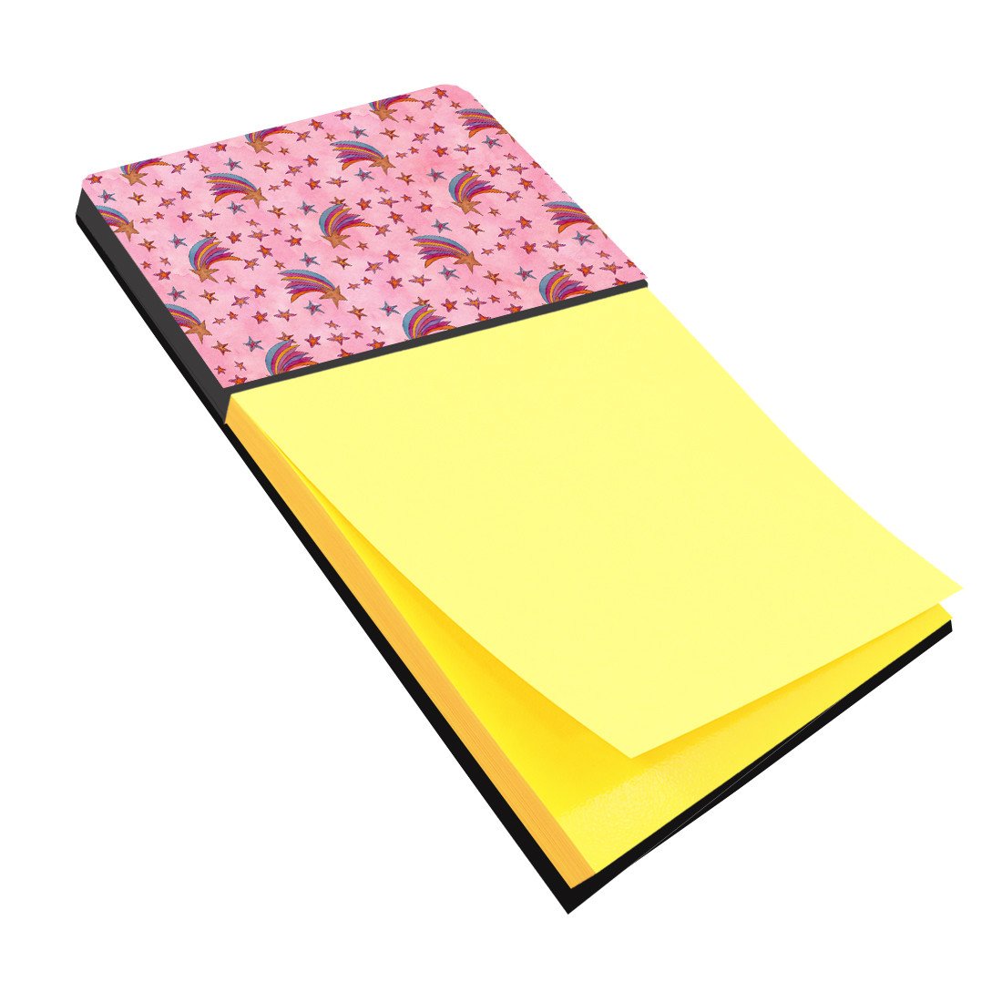 Watercolor Shooting Stars on Pink Watercolor Sticky Note Holder Refillable Dispenser Desk Accessory 3x3 Pad Gift