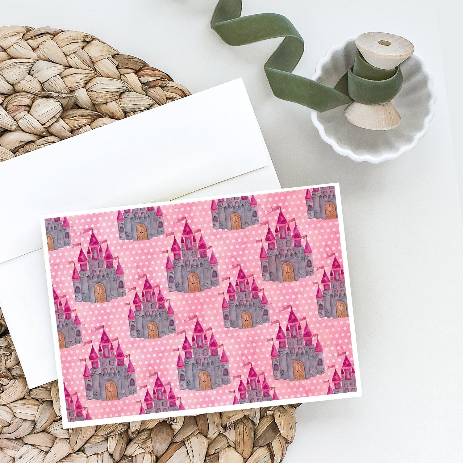 Watercolor Princess Castle Greeting Cards Pack of 8 Blank Cards with Envelopes Whimsical A7 Size 5x7