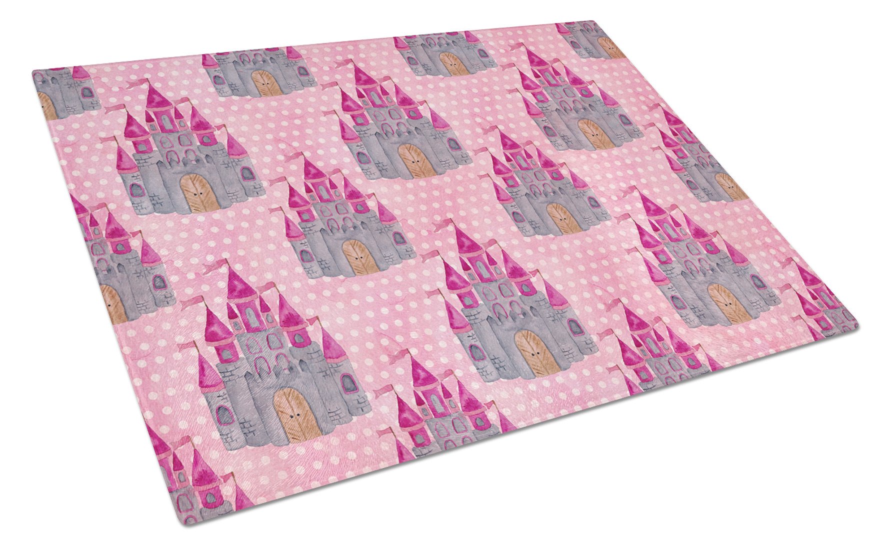 Watercolor Princess Castle Cutting Board Tempered Glass Kitchen Cutting Surface, Heat Resistant Chopping, Non-Slip Feet, Food Prep & Serving