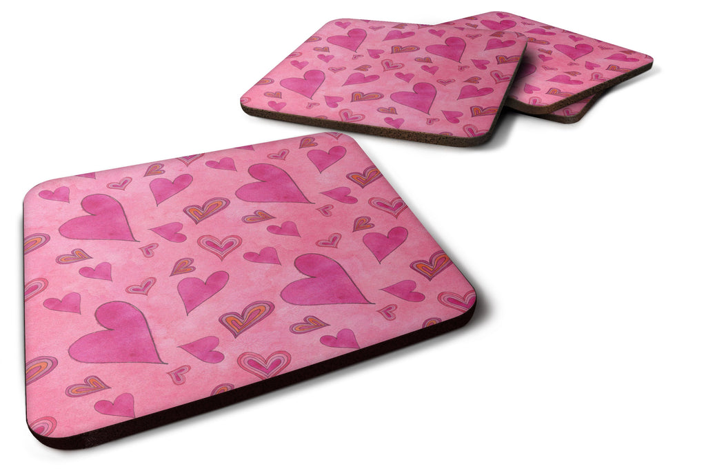 Watercolor Love and Hearts Foam Coasters Set of 4 Cup Coasters for Indoor Outdoor, Tabletop Protection, Anti Slip, Mouse pad Material