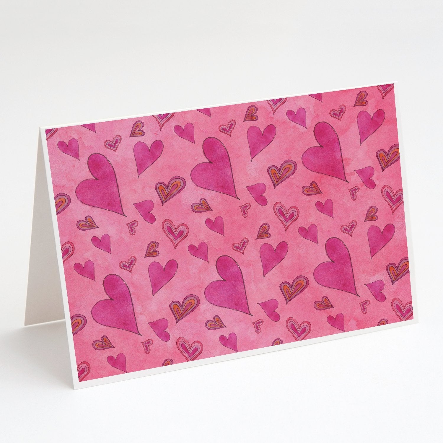Watercolor Love and Hearts Greeting Cards Pack of 8 Blank Cards with Envelopes Whimsical A7 Size 5x7