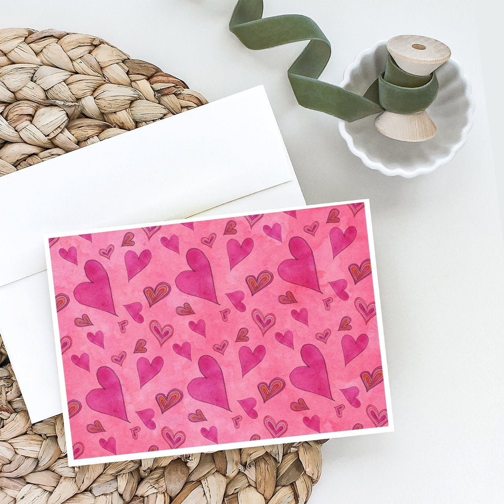 Watercolor Love and Hearts Greeting Cards Pack of 8 Blank Cards with Envelopes Whimsical A7 Size 5x7