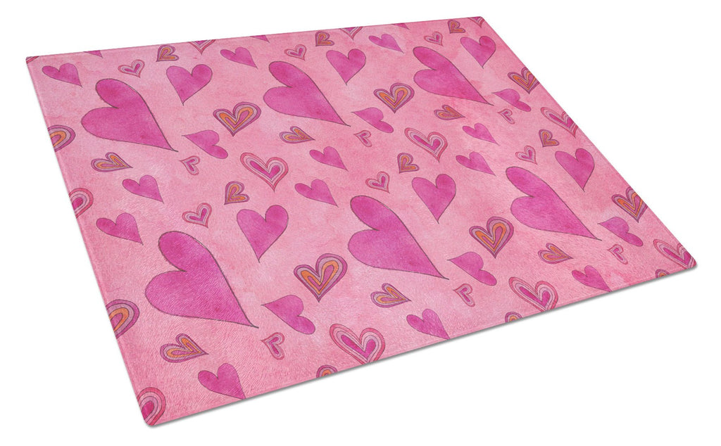 Watercolor Love and Hearts Cutting Board Tempered Glass Kitchen Cutting Surface, Heat Resistant Chopping, Non-Slip Feet, Food Prep & Serving