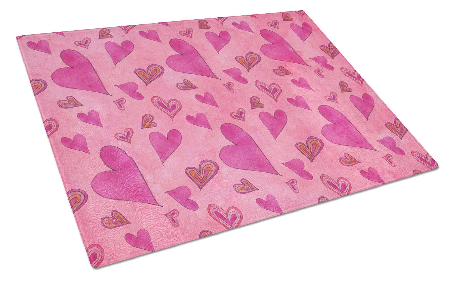 Watercolor Love and Hearts Cutting Board Tempered Glass Kitchen Cutting Surface, Heat Resistant Chopping, Non-Slip Feet, Food Prep & Serving