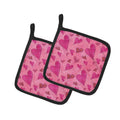 Watercolor Love and Hearts Pot Holder Set of 2 Heat Resistant Quilted Hot Pads 7.5 x 7.5 Inch, Insulated Kitchen Trivets for Cooking & Baking
