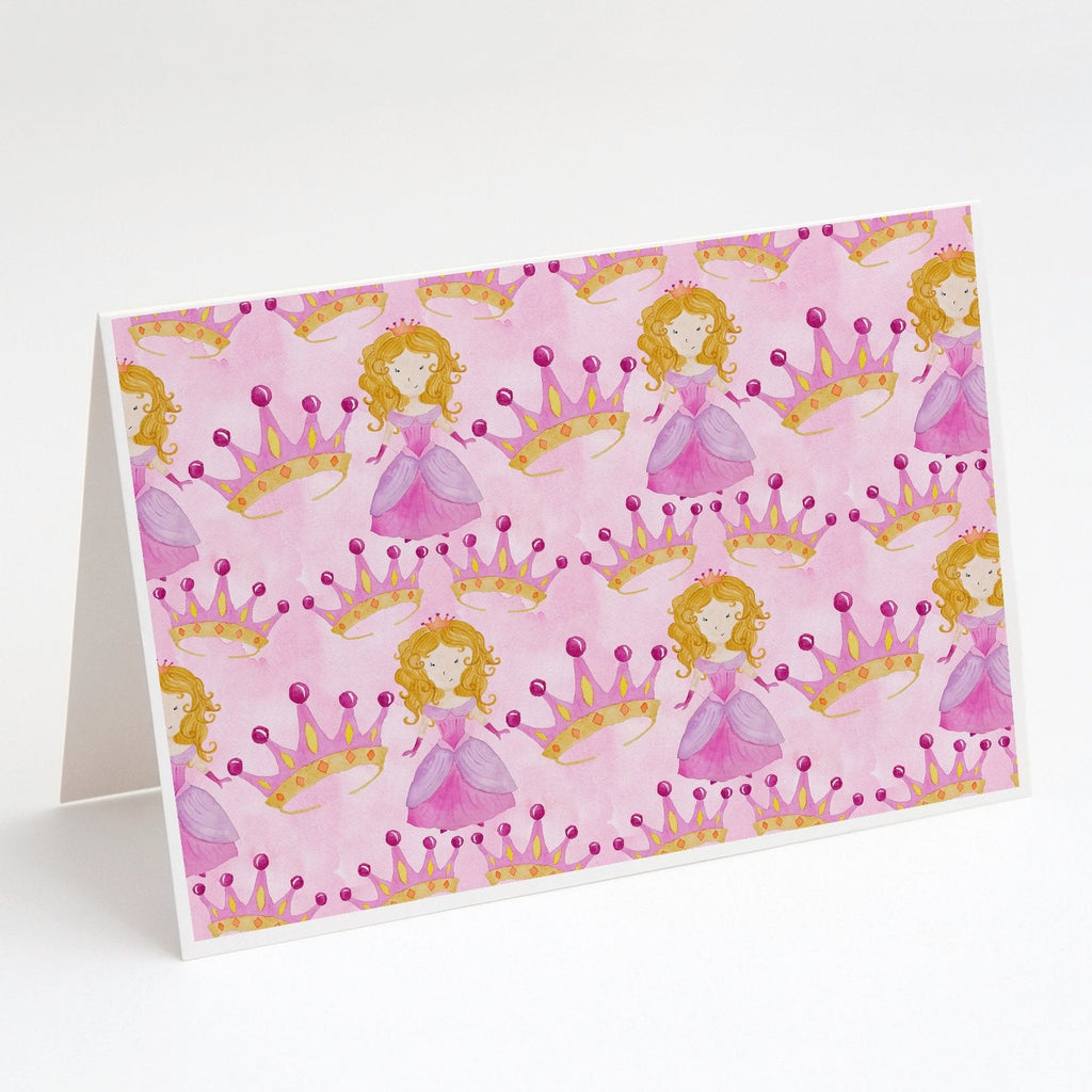 Watercolor Princess and Crown Greeting Cards Pack of 8 Blank Cards with Envelopes Whimsical A7 Size 5x7