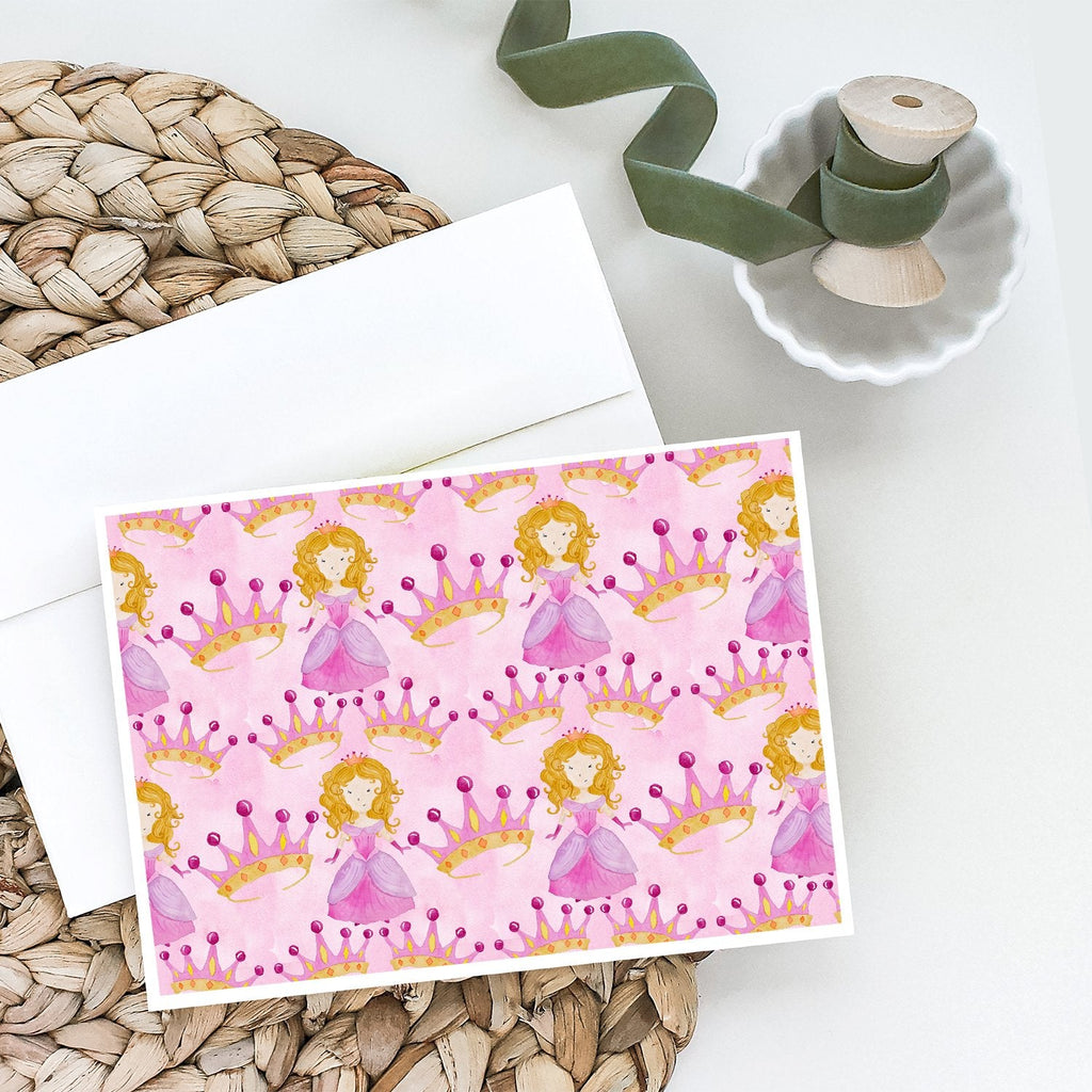 Watercolor Princess and Crown Greeting Cards Pack of 8 Blank Cards with Envelopes Whimsical A7 Size 5x7