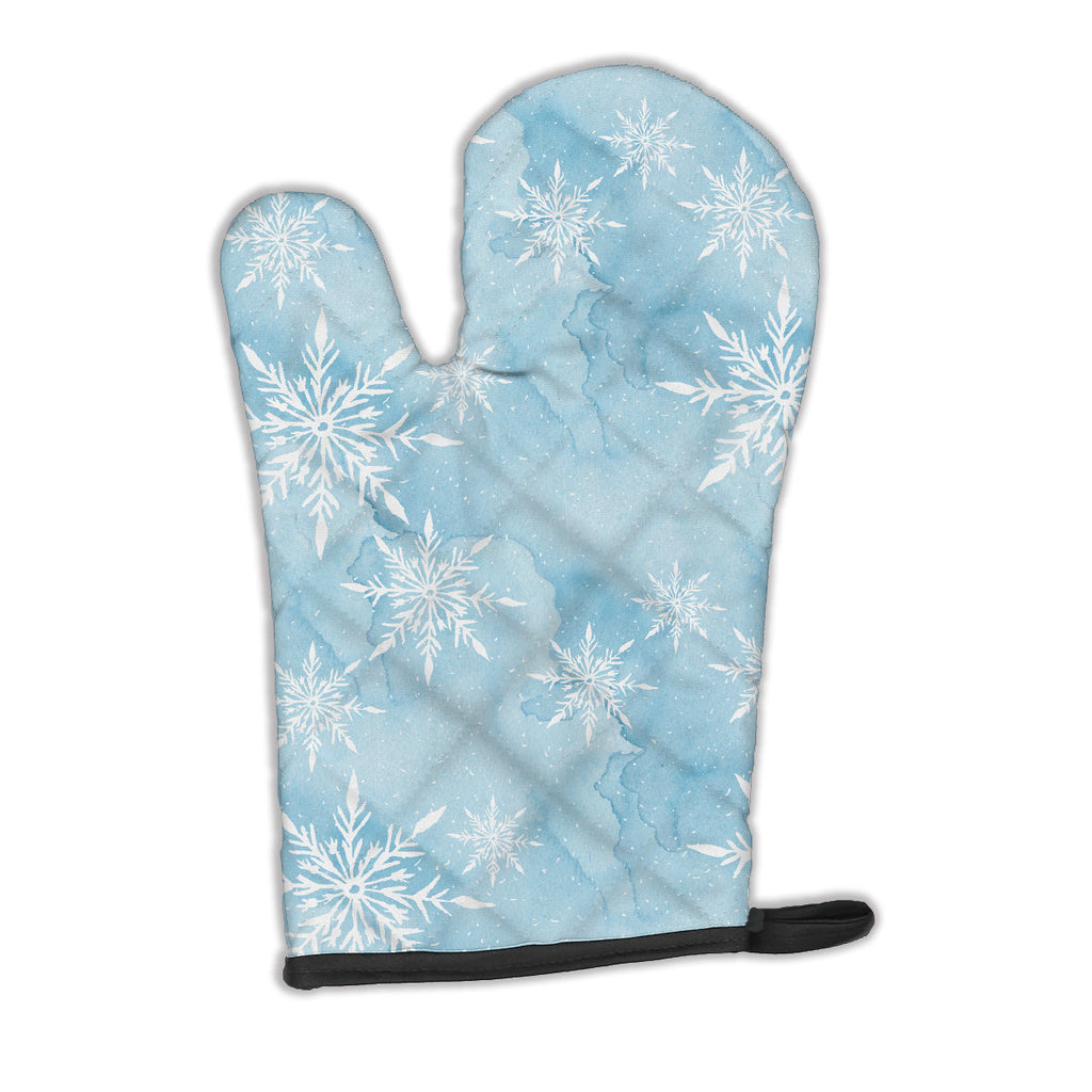 Watercolor Snowflake on Light Blue Oven Mitt Heat Resistant Thick Oven Mitt for Hot Pans and Oven, Kitchen Mitt Protect Hands, Cooking Baking Glove