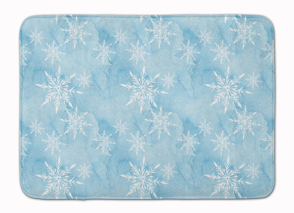 Watercolor Snowflake on Light Blue Memory Foam Kitchen Mat Machine Washable Anti-Fatigue Cushion Comfort Bath or Kitchen Rug