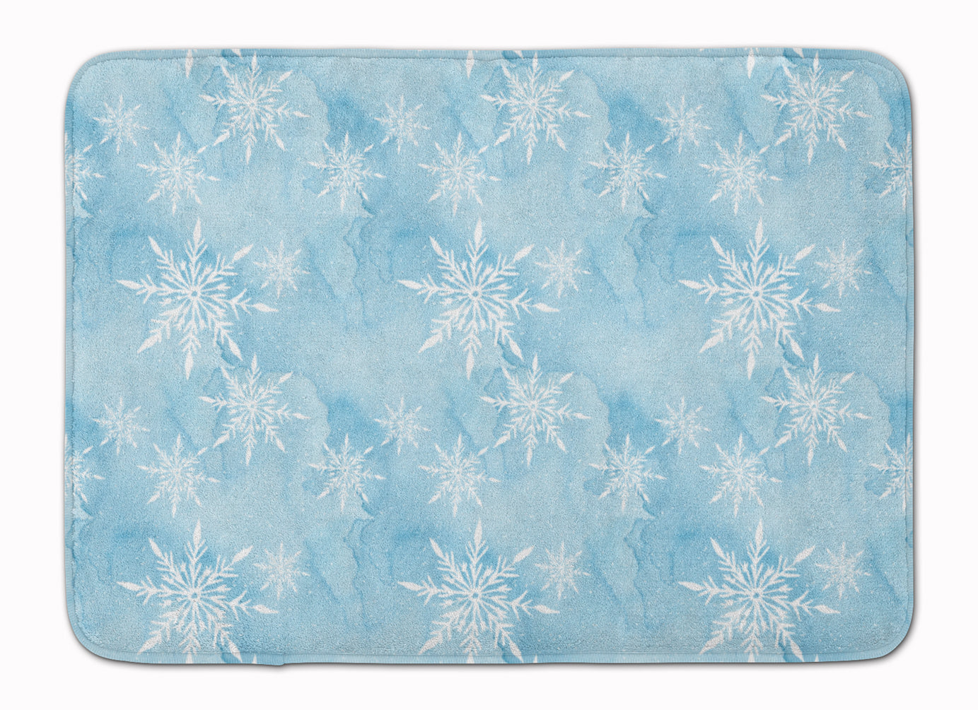 Watercolor Snowflake on Light Blue Memory Foam Kitchen Mat Machine Washable Anti-Fatigue Cushion Comfort Bath or Kitchen Rug