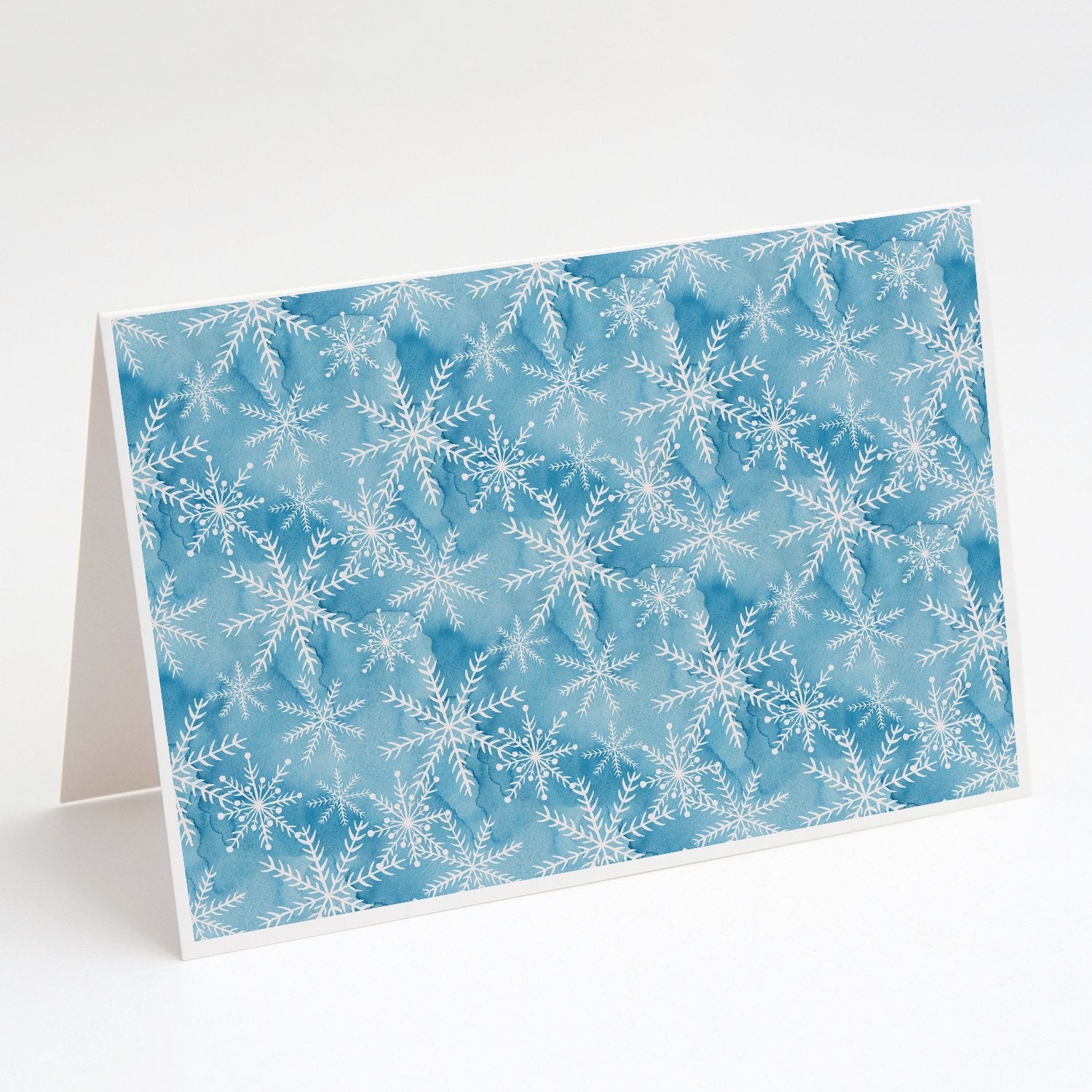 Watercolor Snowflake on Blue Greeting Cards Pack of 8 Blank Cards with Envelopes Whimsical A7 Size 5x7