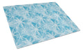 Watercolor Snowflake on Blue Cutting Board Tempered Glass Kitchen Cutting Surface, Heat Resistant Chopping, Non-Slip Feet, Food Prep & Serving