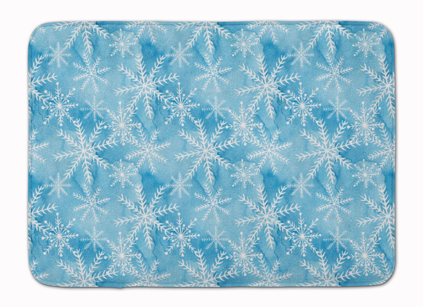 Watercolor Snowflake on Blue Memory Foam Kitchen Mat Machine Washable Anti-Fatigue Cushion Comfort Bath or Kitchen Rug
