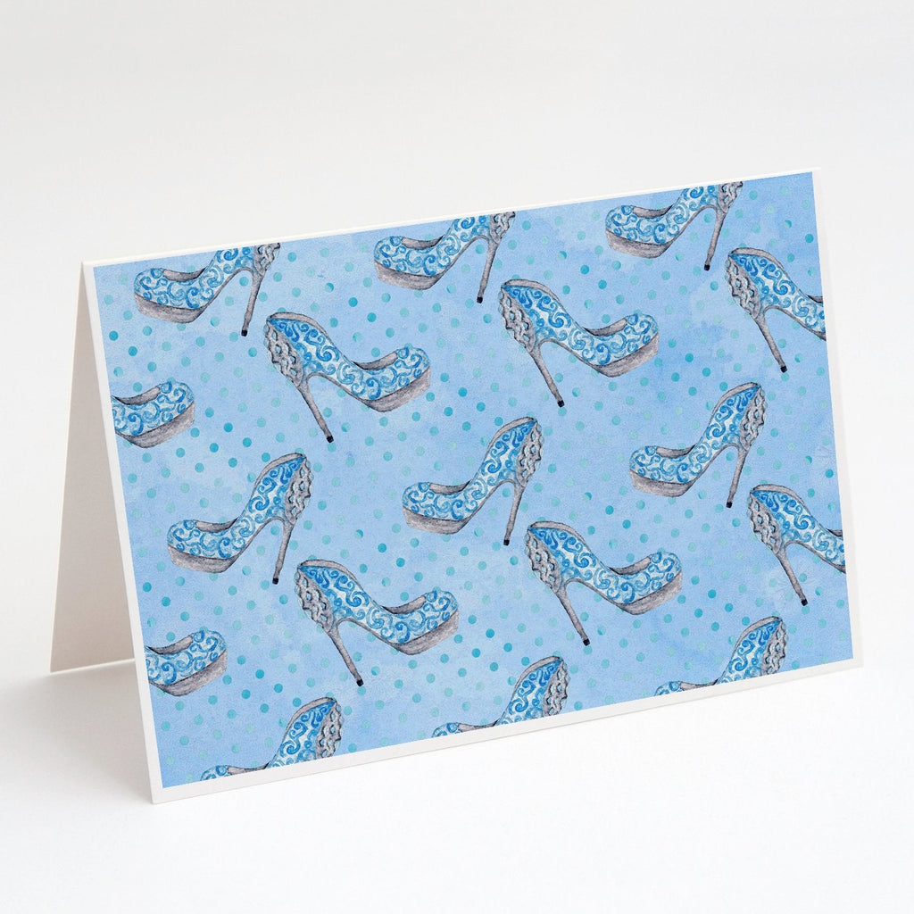 Watercolor Cinderella Shoe in Blue Greeting Cards Pack of 8 Blank Cards with Envelopes Whimsical A7 Size 5x7